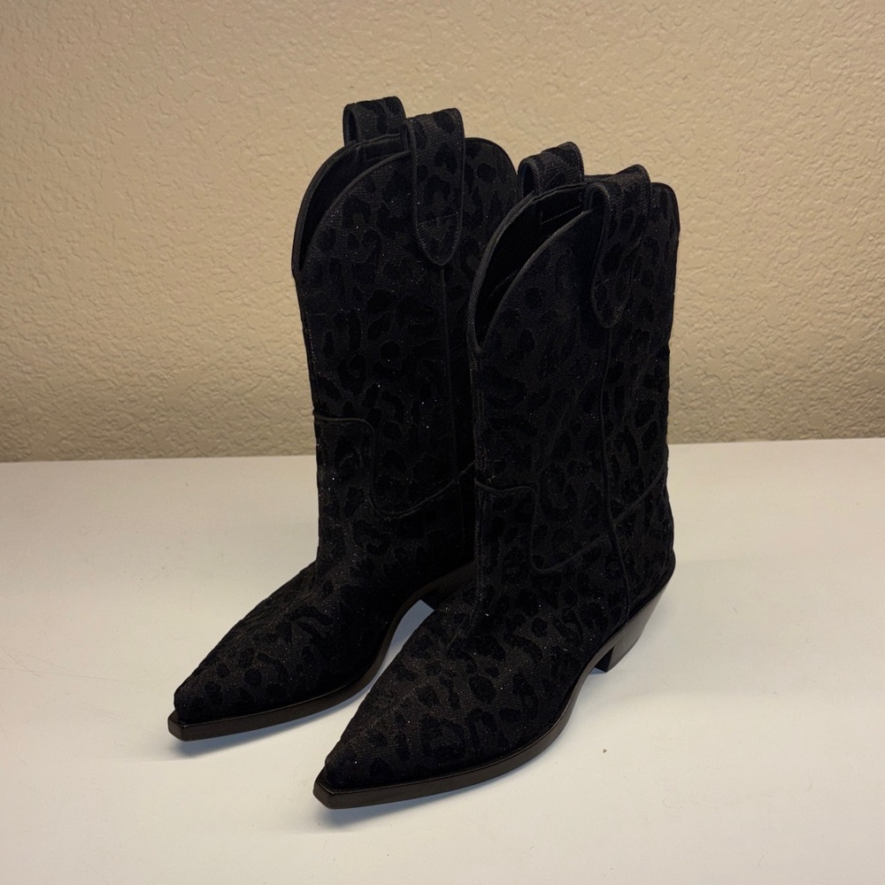 Dolce & Gabbana Black Leopard Heeled Boots